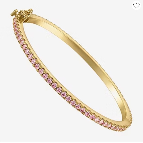 Junior Jewels Kids' 14k Gold Plated Cubic Zirconia Bangle Bracelet - Picture 1 of 8